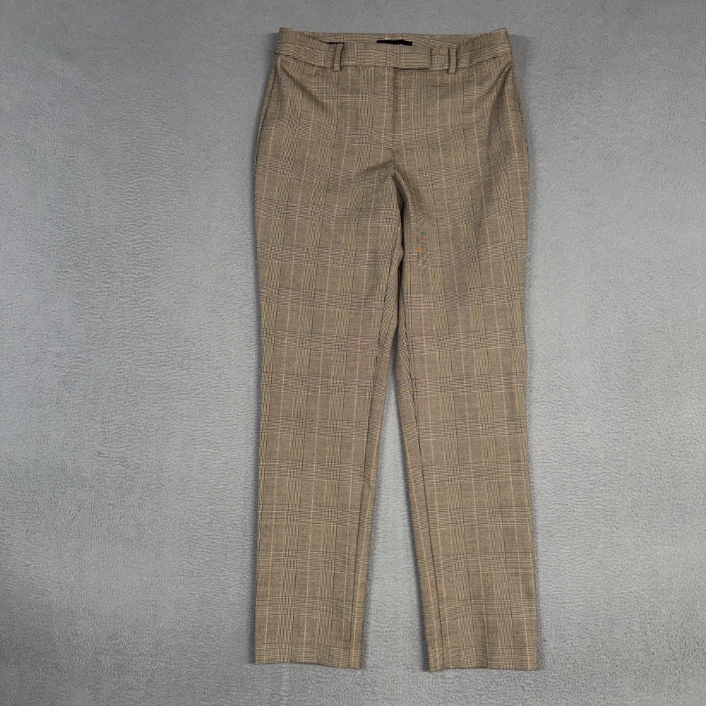 Talbots Pants Womens 4 Brown Glen Check High Waist Straight Flat Front Dress